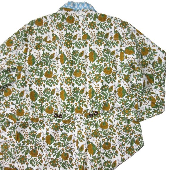 SZ Blockprint Jumpsuit Padra Print in Moss Floral Cotton One-Piece L - Picture 10 of 10